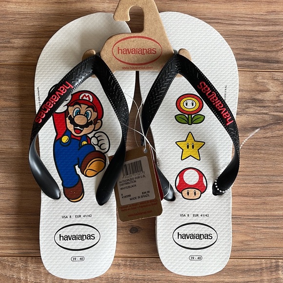 Havaianas Unisex Mario Brothers White/Black Flip Flops Men’s Size 8 - Picture 6 of 8